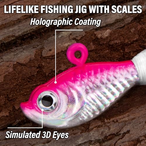 Alwonder 5-Pack Bucktail Jigs Hair Jigs Saltwater Freshwater Fishing Bucktail Lures Surf Fishing Jig Heads White Luminous ...