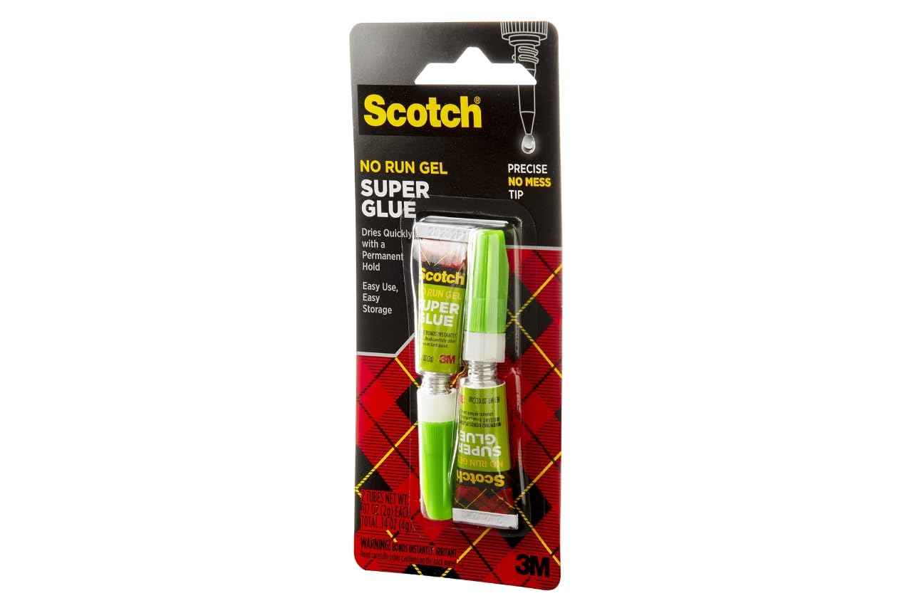 Scotch Super Glue Gel, .07 oz, 2-Pack, Dries Quickly with a Permanent Hold (AD112)