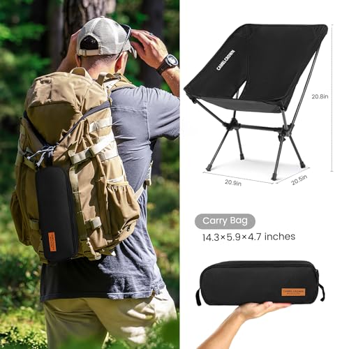 CAMEL CROWN Portable Camping Chair Folding Compact Lawn Lightweight Backpacking Chair with Carry Bag for Outdoor Hiking Be...