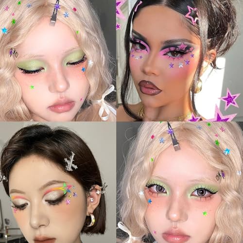 NOOEPC Face Gems, Star Face Jewels Self-Adhesive Hair Gems, Rave Aaccessories Face Glitter, Rhinestone Stickers Eye & Face...