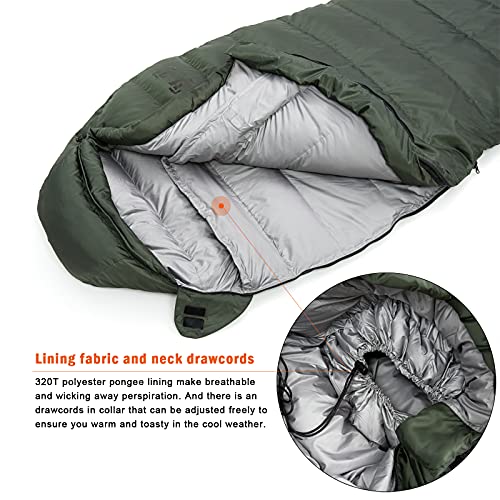 Akmax.cn Goose Down Mummy Sleeping Bag – Ultra-Light, Compressible, All-Season Camping & Backpacking Bag, -13°F Extreme Co...