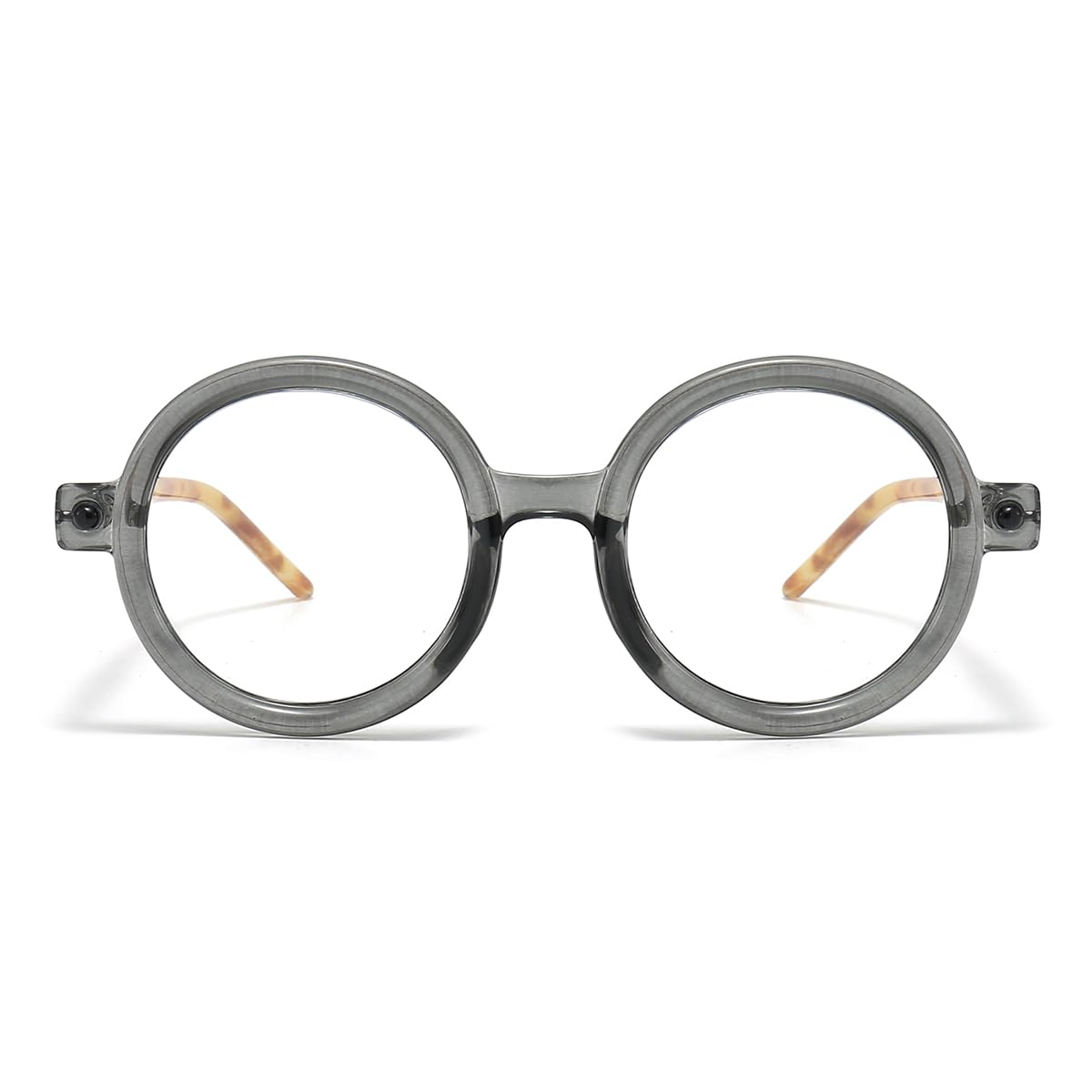 Gleyemor Retro Round Blue Light Glasses for Men Women 90s Vintage Costume Cosplay Glasses (Translucent Grey)