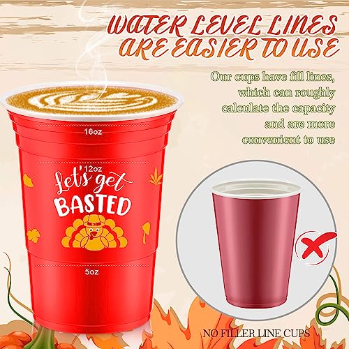 Uiifan 100 Pcs Thanksgiving Plastic Cups 16 oz Disposable Fall Party Cup Friendsgiving Plastic Stadium Cups Turkey Pumpkin...