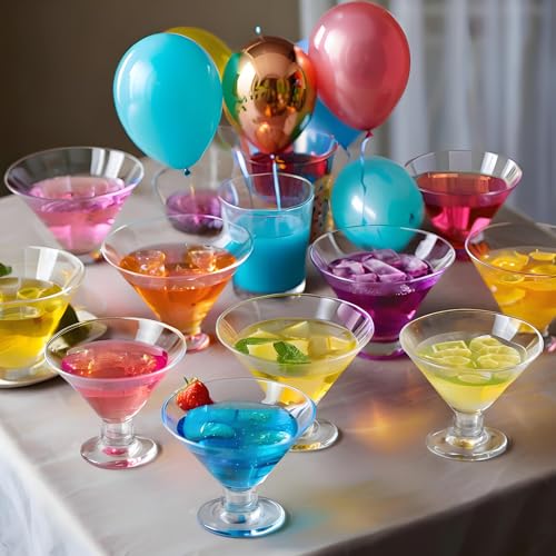 25 Pack Disposable Plastic Martini Glasses 5oz, Sturdy Mini Cocktail Cups for Champagne, Wine, Ice Cream, Unbreakable Clea...
