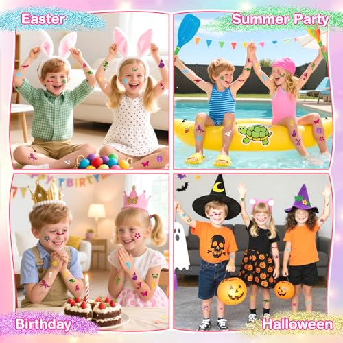 Dreamon Temporary Glitter Tattoo Kit for Kids with 6 Colors No-mess Glitter Gel, 325 Unique Stencils - Adult & Kids Body A...