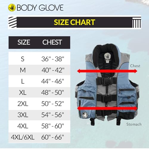 Body Glove Angler Fit Unisex Adult Life Jacket Nylon Fishing Life Jacket - Coast Guard Approved, High Mobility PFD, Lightw...