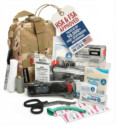Scherber Premium IFAK Kit Trauma Pack Fully Stocked MOLLE Pouch w/CAT Tourniquet, HyFin Vent Chest Seal, & Israeli Bandage...