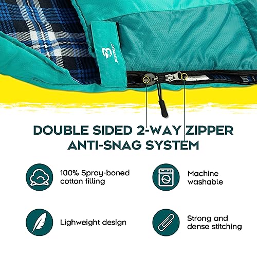 Bessport Sleeping Bag Winter | Flannel Lined 18℉ - 32℉ Extreme 3-4 Season Warm & Cool Weather Adult Sleeping Bags Large | ...