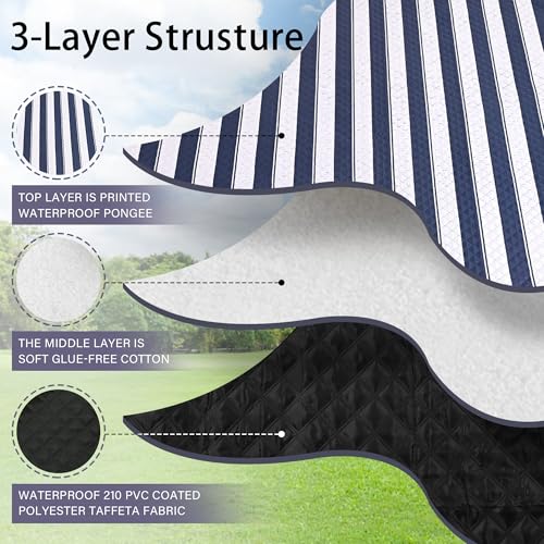 HX&OD Outdoor Picnic Blanket Extra Large, 80''*80'' Waterproof Picnic Mat with Stakes Foldable Camping Blanket Portable wi...