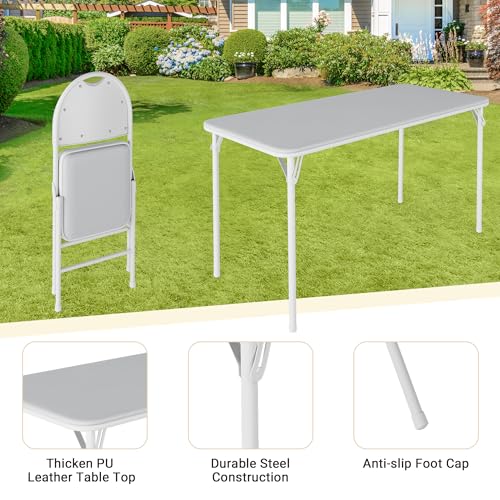 coucheta 5-Piece Rectangle Folding Table and Chairs Set, Foldable Portable Card Table and Chairs, Scratch & Stain Resistan...