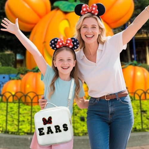 Chenille Letter Bow Mouse Ears Travel Case, Park Ears Headband Holder Hair Accessories Organizer Bag for Girls Women Kids ...