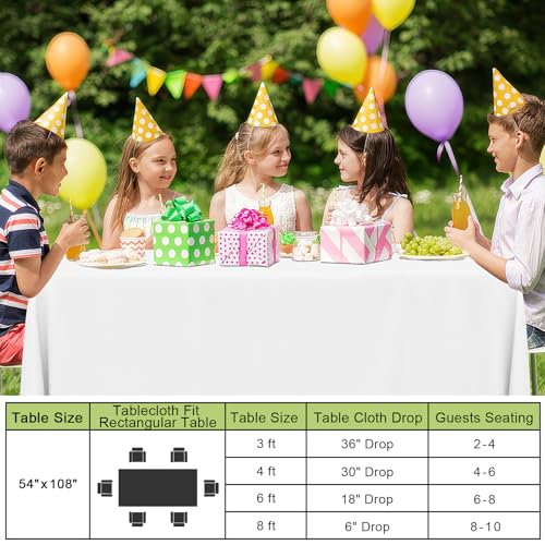 Smiry Disposable Table Cloth - 6 Pack, 54 x 108 Inch Waterproof Rectangle Tablecloths for Parties, Decorative Plastic Tabl...