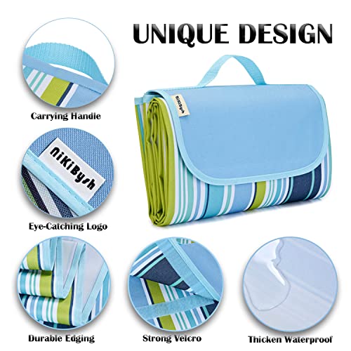 NiKiBysh Picnic Blanket Waterproof Washable Foldable 58''x78'',Extra Large Picnic Mat, Dual Layers for Outdoor Water-Resis...