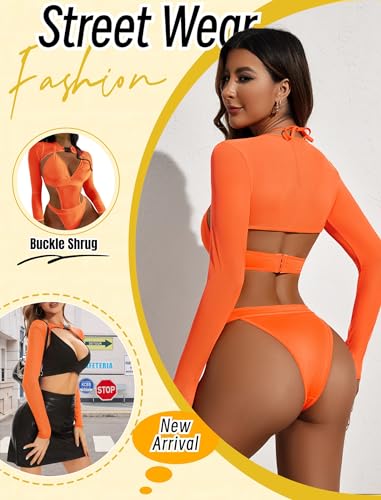 Avidlove Rave Outfits for Women Festival Sexy Lingerie Bodysuit Buckle Shrug Crop Top Set