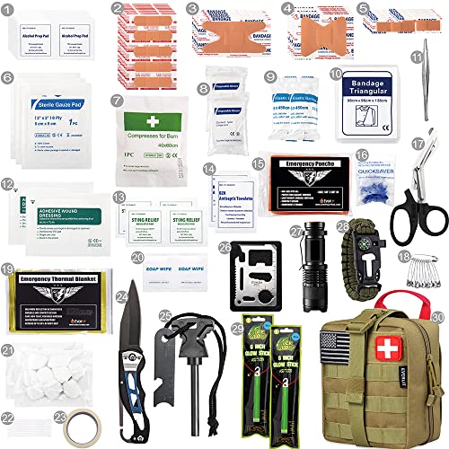EVERLIT 250 Pieces Survival First Aid Kit IFAK EMT Molle Pouch Survival Kit Outdoor Gear Emergency Kits Trauma Bag for Cam...