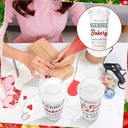 Tioncy Hot Chocolate Bar Supplies Christmas Reusable Coffee Cups Gift 16 oz with Lids Plastic Cups Travel Coffee Mug Thank...