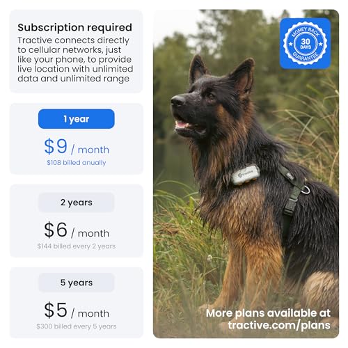 Tractive XL Smart Dog GPS Tracker | Live Pet Tracker with Virtual Fence | Vital Signs Monitoring of Heart & Respiratory Ra...