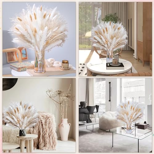 floradream 95 PCS Natural Pampas Grass Decor Bouquet | Boho Dried Floral Arrangement Centerpiece Table Decor Wedding Decor...