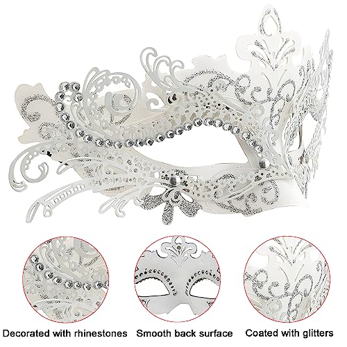 Seglorwy Womens Masquerade Mask Metal Rhinestone Venetian Halloween Christmas Evening Prom Ball Party Mask