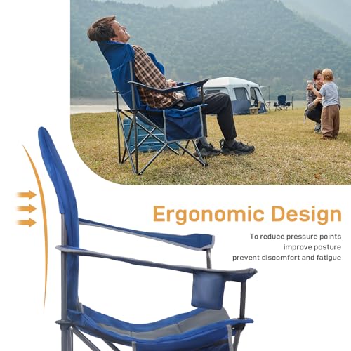 EVER ADVANCED Folding Camping Chair with High Back Padded 2 Pack Oversized Portable Lawn Chairs Lightweight Sturdy Steel F...