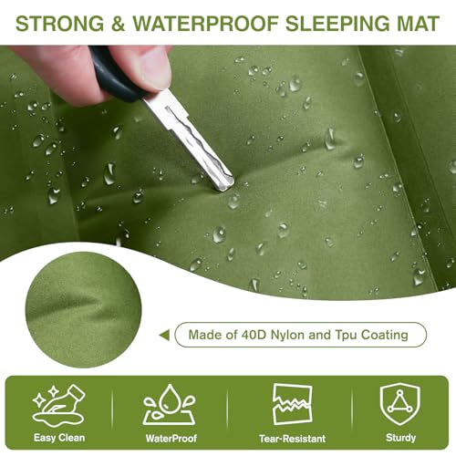 OUTTPLY Sleeping Pad for Camping, 5" Extra-Thick Camping Mat with Pillow Built-in Foot Pump, Ultralight Inflatable Sleepin...