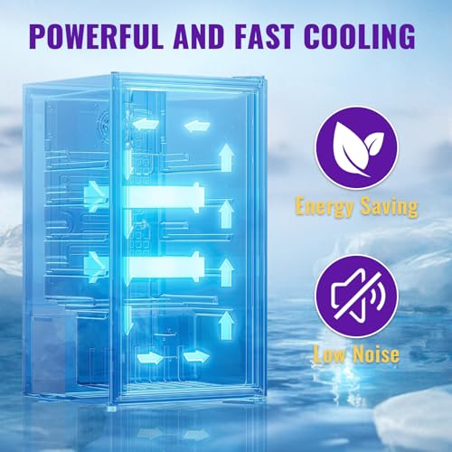 WANAI 3.5 Cu.ft Beverage Refrigerator Cooler, Mini Fridge with Glass Door for Beer Soda or Water, Small Drink Cooler Machi...