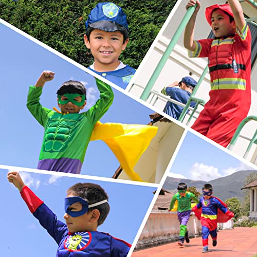Teuevayl Boys Muscle Chest Dress up Costumes Trunk with Superhero, Policeman, Fireman Costume, Kids Pretend Role Play Cost...