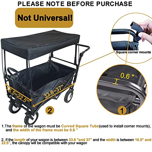 YEEDOIDO C2 Canopy for Wagon Attachment, Awning Shade Cover for Kids Folding Collapsible Beach Utility Push Pull Wagon Car...