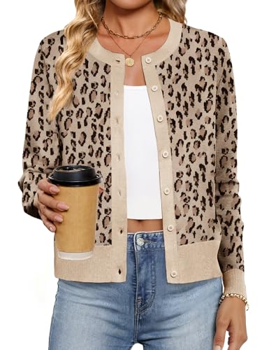 Bellcoco Women's Cardigan Sweaters Lightweight Crew Neck Button Down Long Sleeve Spring Outfits Fashion Clothing 2026