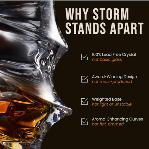 TSUKIGLASS® Storm Premium Japanese Crystal Whisky Glasses Set of 4 - Gift Ready Box, 100% Ultra Clarity Lead-Free Crystal,...
