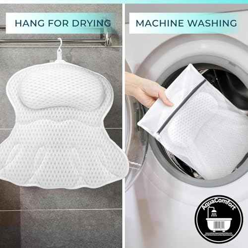Bathtub Pillow, Luxury Bath Pillows for tub Neck, Back and Shoulder Support, Thick Padded, Ergonomic Bath Tub Pillow with 4D Air Mesh Cushions, Strong Suction Cups, Relaxing Bath Accessories Spa Gifts