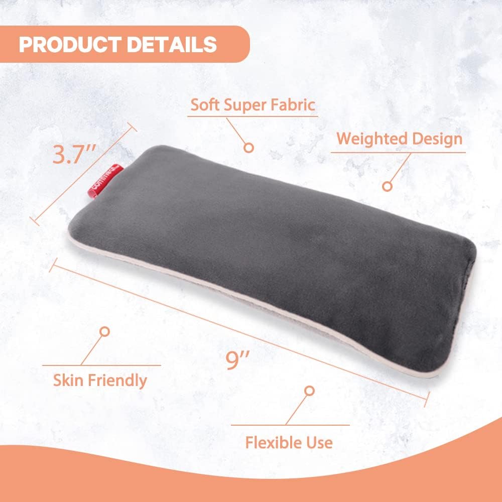 comfheat Unscented Weighted Eye Pillow for Yoga, Microwavable Moist Heat Eye Compress Mask with Washable Cover for Relaxation, Sleeping, Meditation, Yoga, Spa, Migraine Relief
