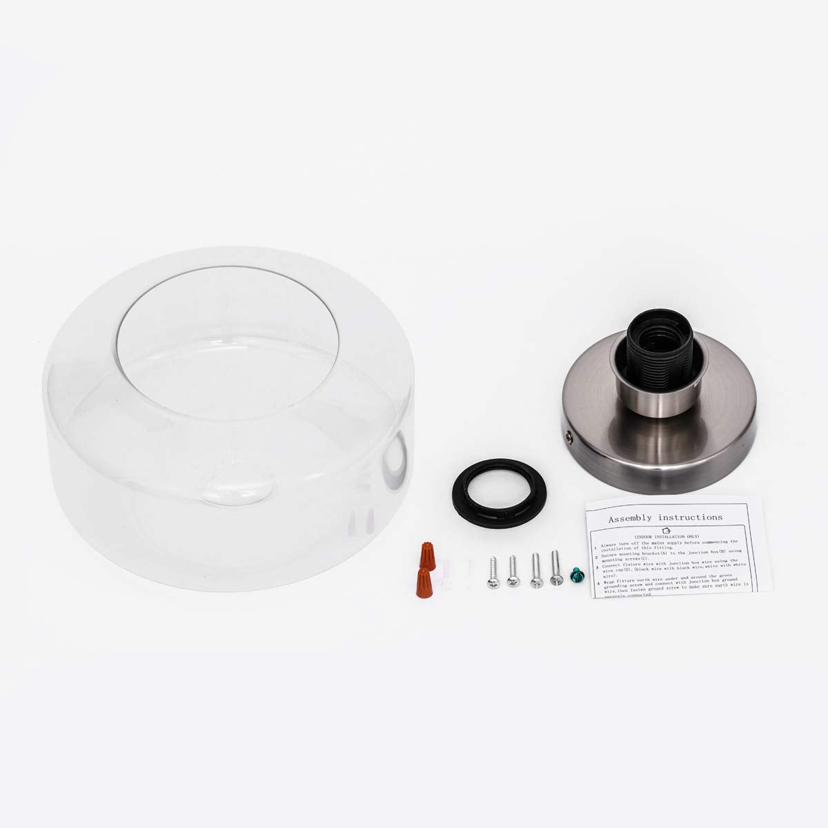 TeHenoo Semi Flush Mount Ceiling Light,Clear Glass Shade, E26 Socket,Brushed Nickel Ceiling Light Fixtures for Hallway,Entryway,Porch