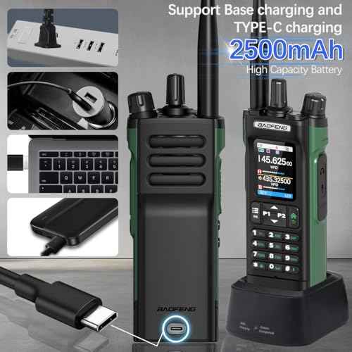 BAOFENG Radio UV32 Ham Radio Handheld 10W Rechargeable Walkie Talkies Long Range UV-32 Two Way Radio NOAA Weather Radio with GPS,Copy Frequency APP Programming 2500mAh Battery USB-C Charging (2P ack)