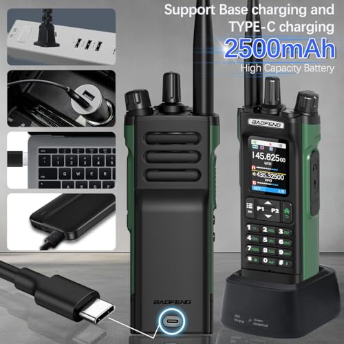 BAOFENG Radio UV32 Ham Radio Handheld 10W Rechargeable Walkie Talkies Long Range UV-32 Two Way Radio NOAA Weather Radio wi...