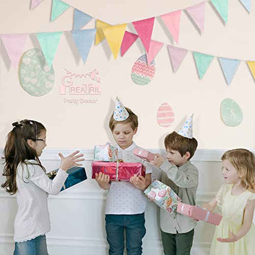 Pennant Banner Flags Pastel - GREATRIL Colorful Triangle Banners for Birthday Easter Classroom School Carnival Garland Out...