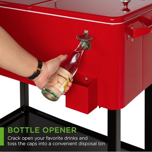 Best Choice Products 80-Quart Outdoor Steel Rolling Cooler Cart w/Ice Chest, Bottle Opener, Catch Tray, Drain Plug, Lockin...