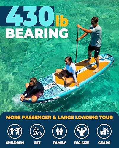 MOUSA 11'×35" Inflatable SUP Board Bundle – 2 Colors (Blue & Pink), Stable Paddleboard for 2 People, Full EVA Deck, 100L B...