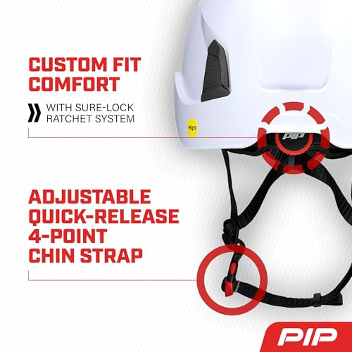 PIP Traverse Non-Vented, Industrial Climbing Helmet MIPS Technology, EPS Foam Impact Liner, 4-Point Chin Strap, ANSI II