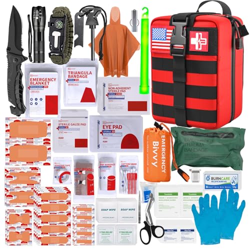 First Aid Kit,Survival Gear Outdoor Tactical Gear Set Military Grade Molle System for Camper Travel Hunting Hiking and Adv...