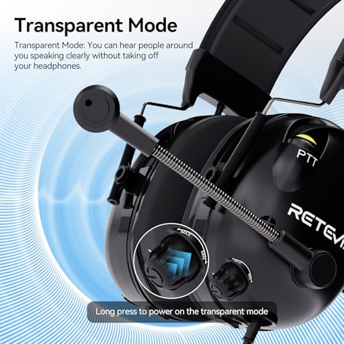 Retevis ANC Noise Cancelling 2 Way Radio Headset, Overhead, for RT22 RT21 H-777 RT68 RA79, Compatible with Baofeng UV-5R 5RM BF-F8HP, Waklie Talkie Headset with Mic for Racing Agriculture(1 Pack)