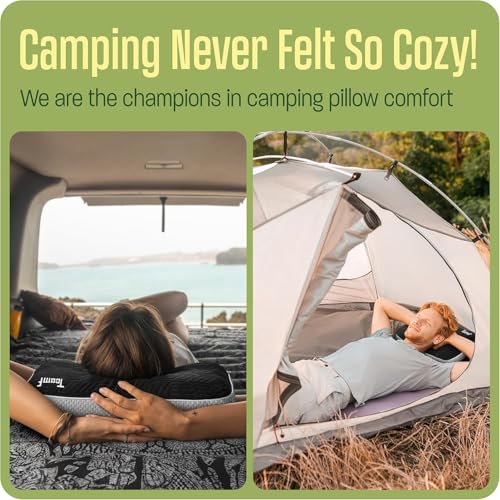 TCOMF Camping Pillow: Dual Cover, Memory Foam Travel Pillow, Medium Firm Camp Pillow, Camping Pillows for Sleeping, 5 Laye...