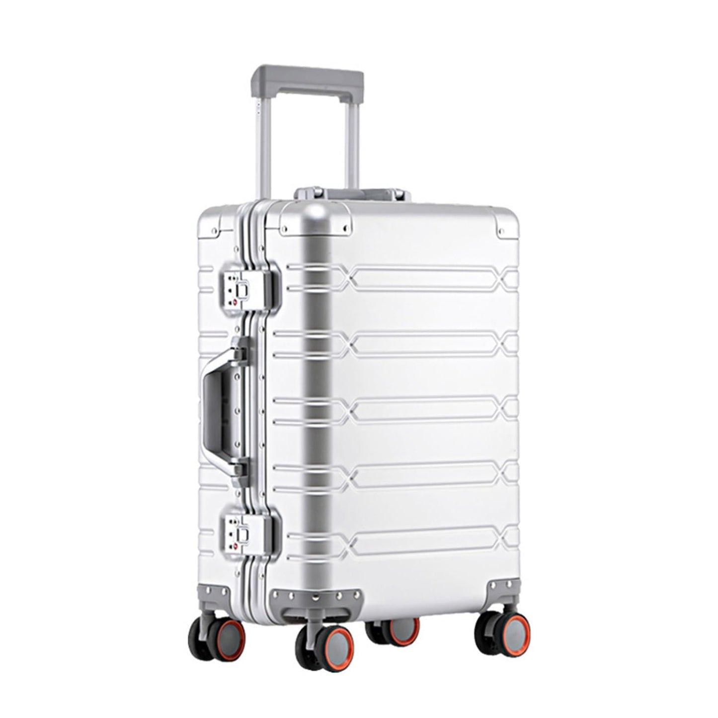 MUdson Trunk Aluminum-Magnesium Alloy Travel Suitcase Rolling Luggage 20/24/29 inch Trolley Luggage Carry-On Cabin Suitcase Durable (Color : Silver, Size : 20")