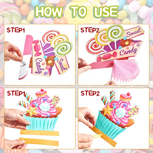Marspark 10 Pieces Candyland Party Decorations Lollipop Table Centerpieces Sweet Candy Honeycomb Centerpieces Decor for Bi...