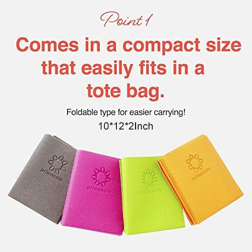 Primasole Folding Yoga Travel Pilates Mat Foldable Easy to Carry to Class Beach Park Tear resistant Travel Picnics 4mm Thi...