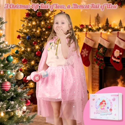 Meland Princess Dress up Clothes for Girl, Princess Cape with Kid Crown Toys, Birthday Gifts for Toddler Girls 3,4,5,6,7,8