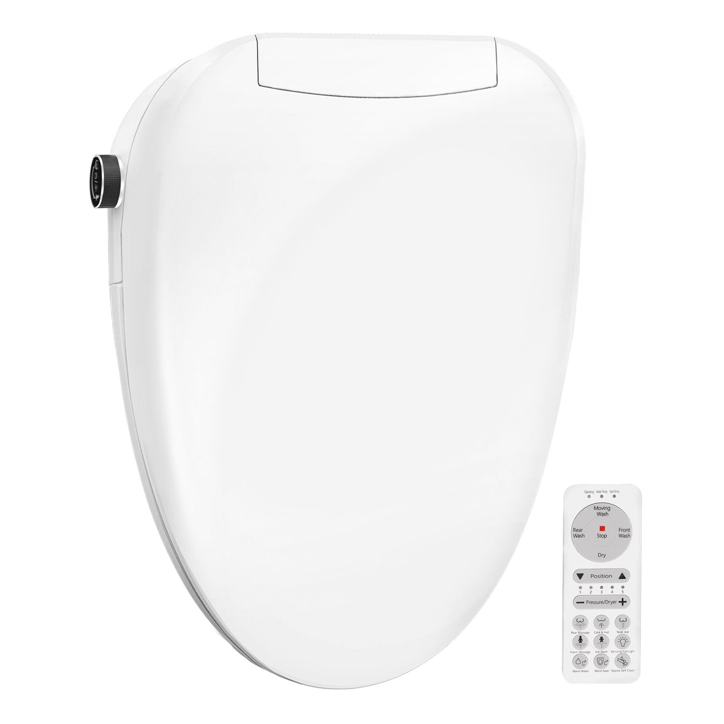Ckptlsyk Bidet Toilet Seat Elongated,Electric Heated Bidet with Warm Water,Dryer,Remote Control & Multiple Spray Modes,Self-Clean Nozzle,Anti-Yellowing Material,for Women,Men,Pregnant & Elderly