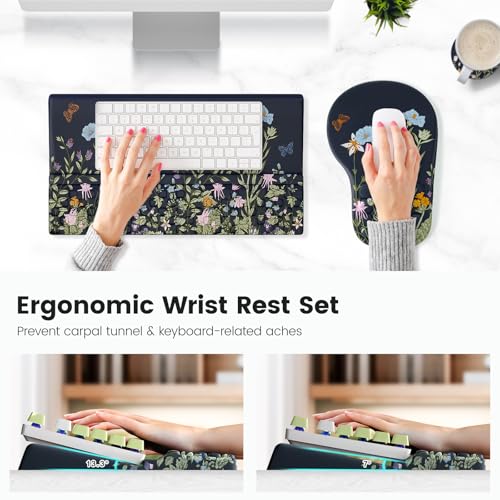 Ospelelf Ergonomic Mouse Pad and Keyboard Stand Wrist Rest Set, Memory Foam Comfort, Pain Relief for Typing, Office Desk A...