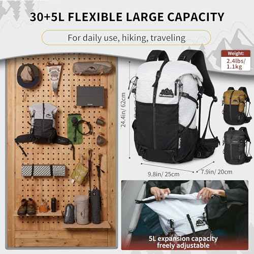 Naturehike Hiking Backpack, 30+5L Travel Backpack with Macromolecule Fabric, Hiking Daypack with AIR Backpack System for Women Men