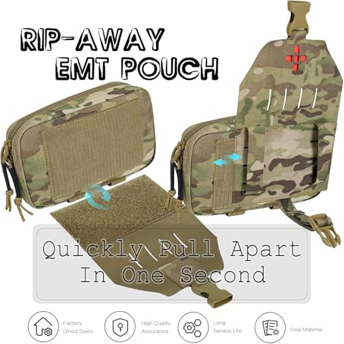 Lonloke Ifak Pouch-Rapid Deployment Tactical MOLLE Trauma Kit Pouches, Quick Release Tear-Off Medical First Aid Kit Organi...